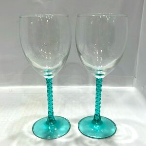 2 ANGELIQUE AQUA by Cristal D’Arques Durand 7 3/4” H , 2 3/4” W. Made in France.